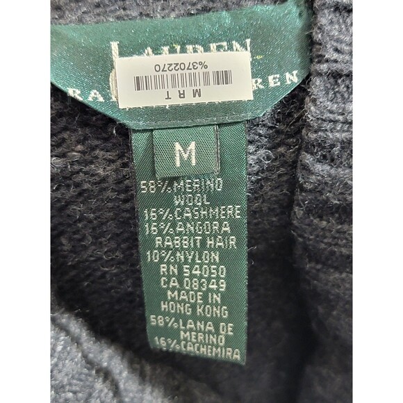 RALPH LAUREN Women's Medium Toggle Closure Hooded‎ Merino Cardigan Sweater EUC - Picture 9 of 13